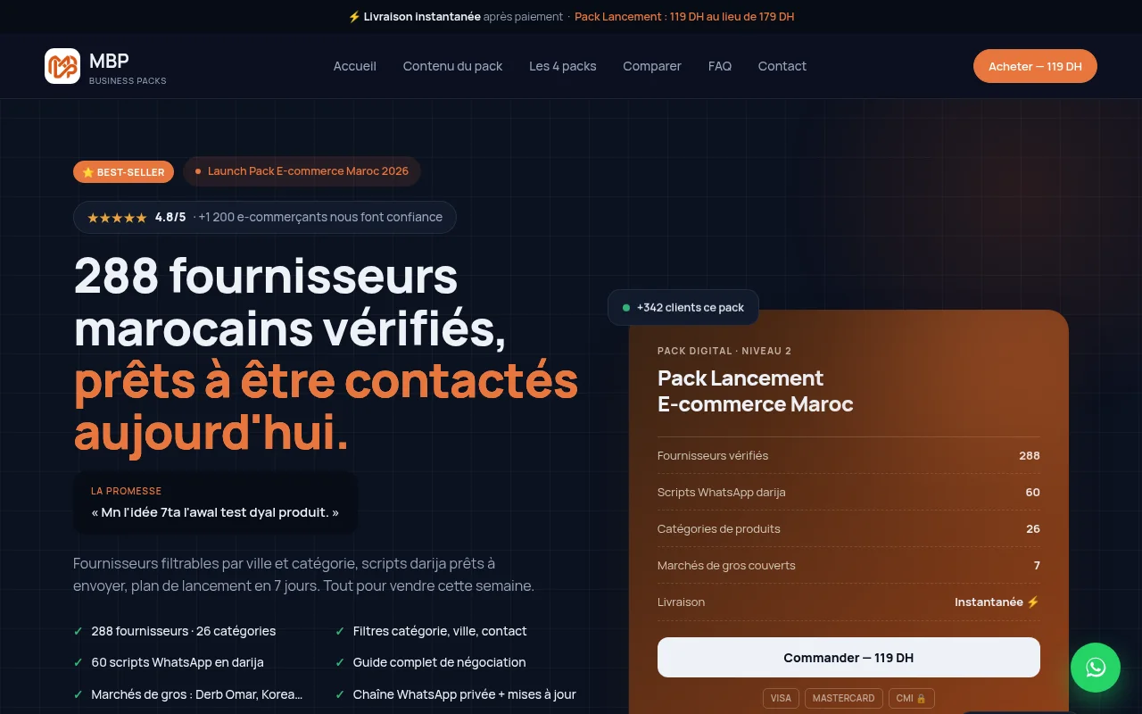 Capture d'écran du site MBP, un projet réalisé