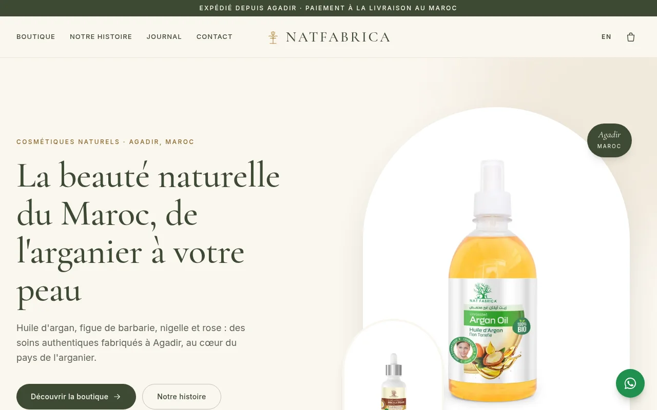 Capture d'écran du site Natfabrica